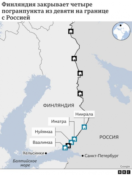 Финляндия закрывает четыре пункта пропуска на границе с Россией